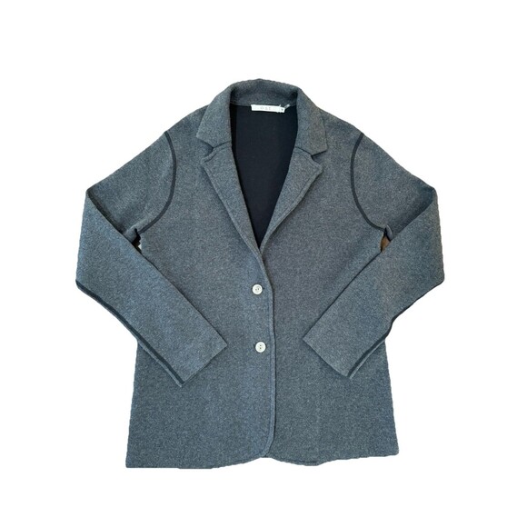 OST Charcoal Gray Cotton Cashmere Knit Blazer Jacket Soft Minimalist Women’s M - Picture 8 of 9